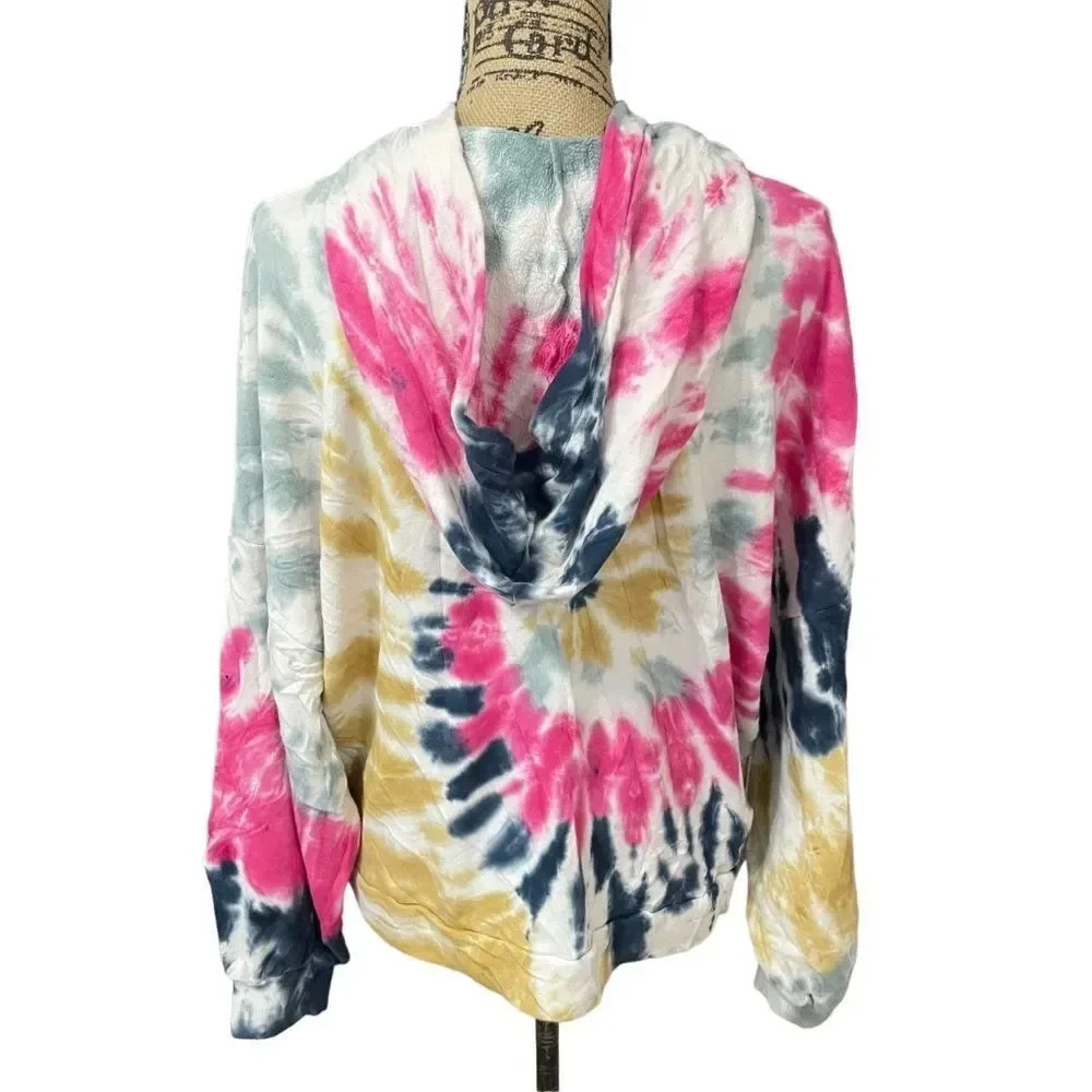 Nation LTD Maris Zumba Tie Dye Hoodie Sweatshirt Size Large - Picture 2 of 8